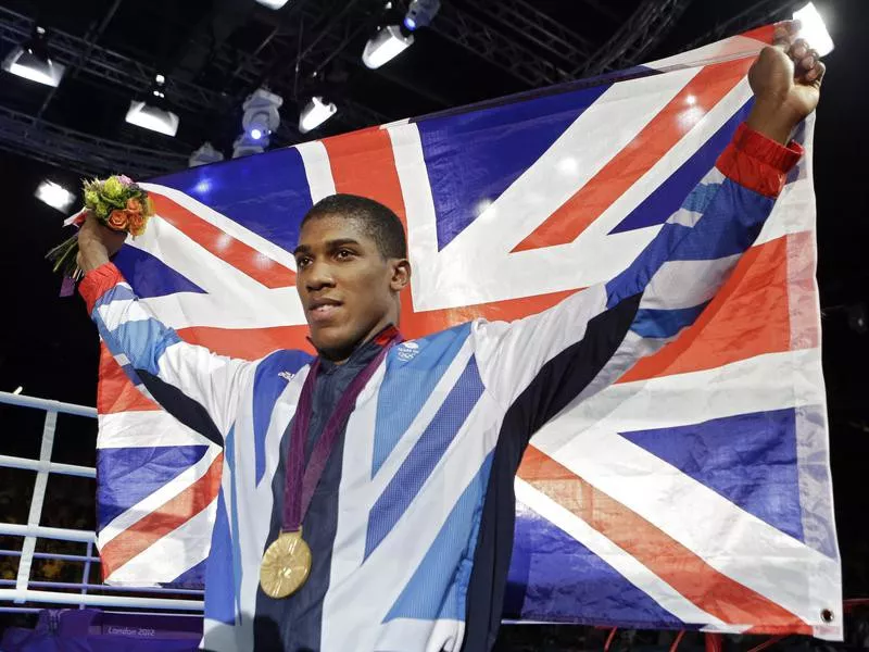 Britain's Anthony Joshua celebrates