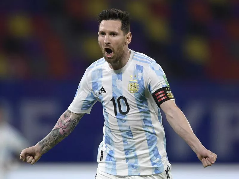 Argentina's Lionel Messi celebrates