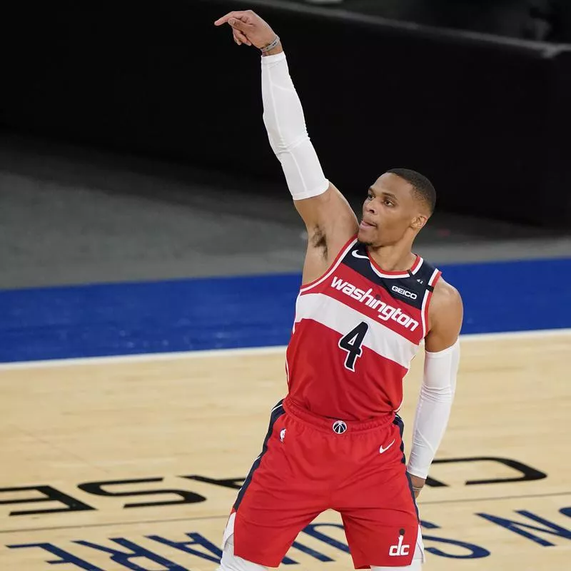 Washington Wizards' Russell Westbrook follows through on shot