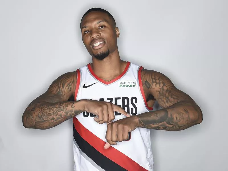 Damian Lillard of Portland Trail Blazers poses