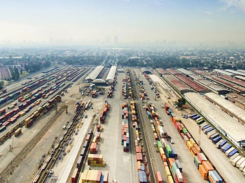 Shipping containers, aerial view